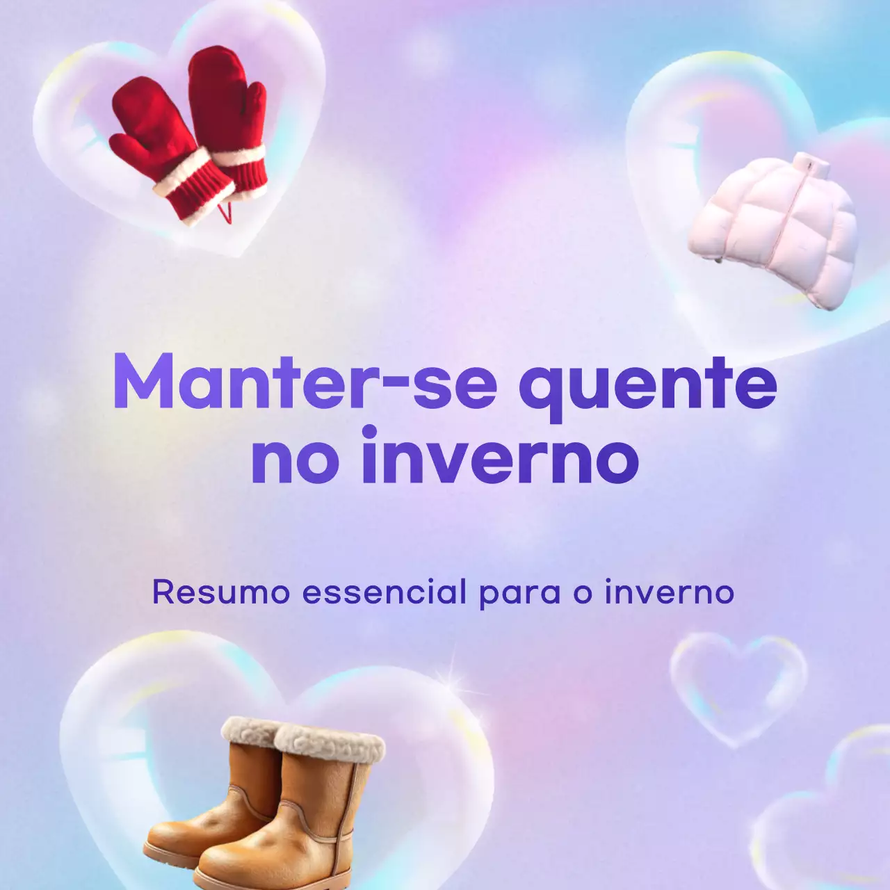 Anúncio de artigos de inverno aconchegantes em malva