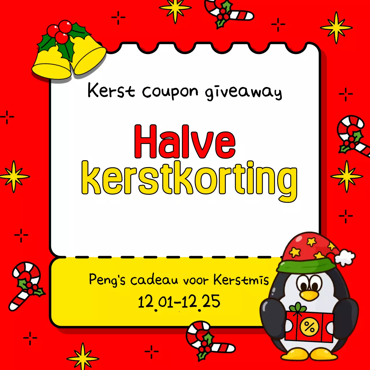 Adverteer je kerstevenement in rood en groen met deze leuke advertentie voor kerstevenementen