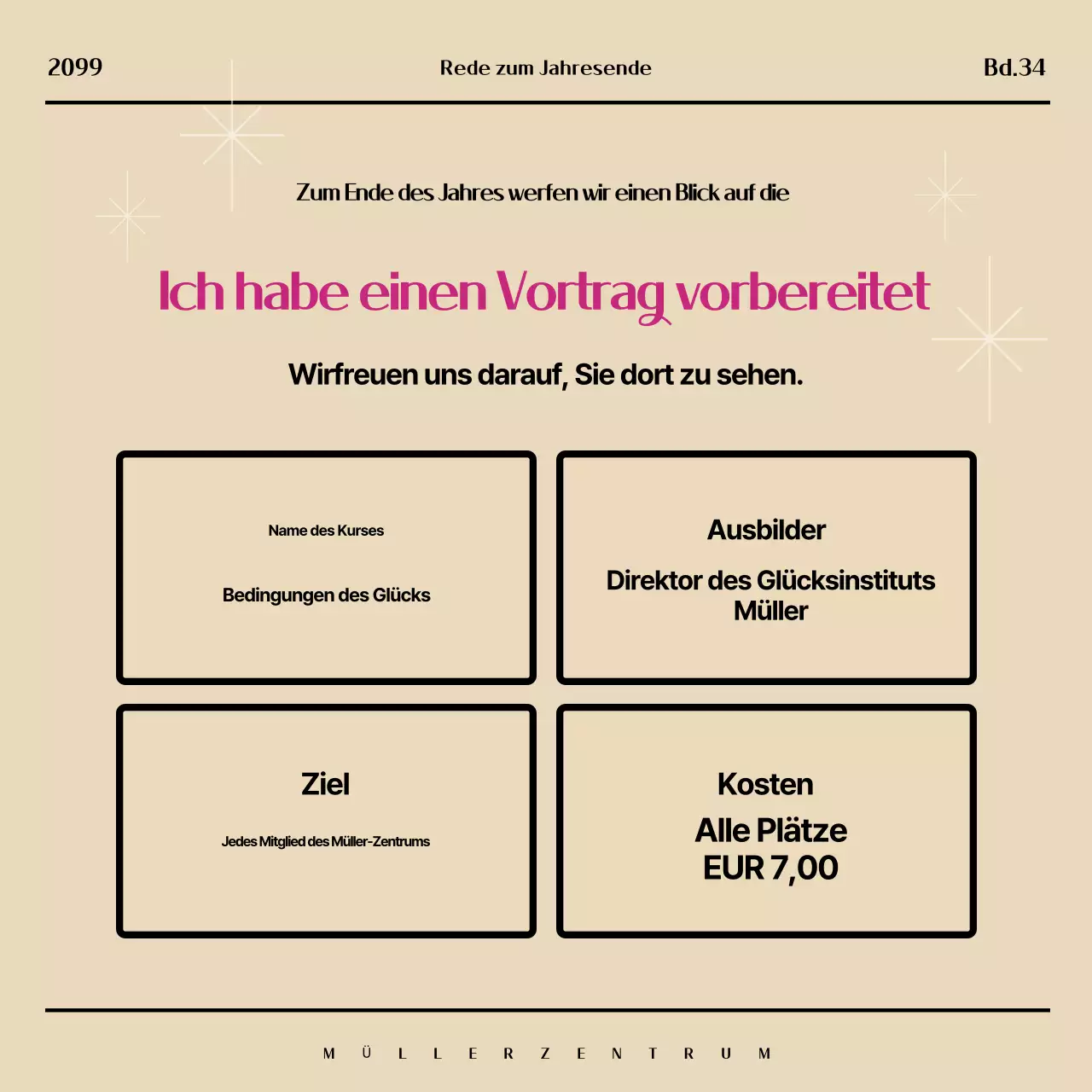 Werben Sie für ein modernes Silvesterspecial in Beige und Rosa