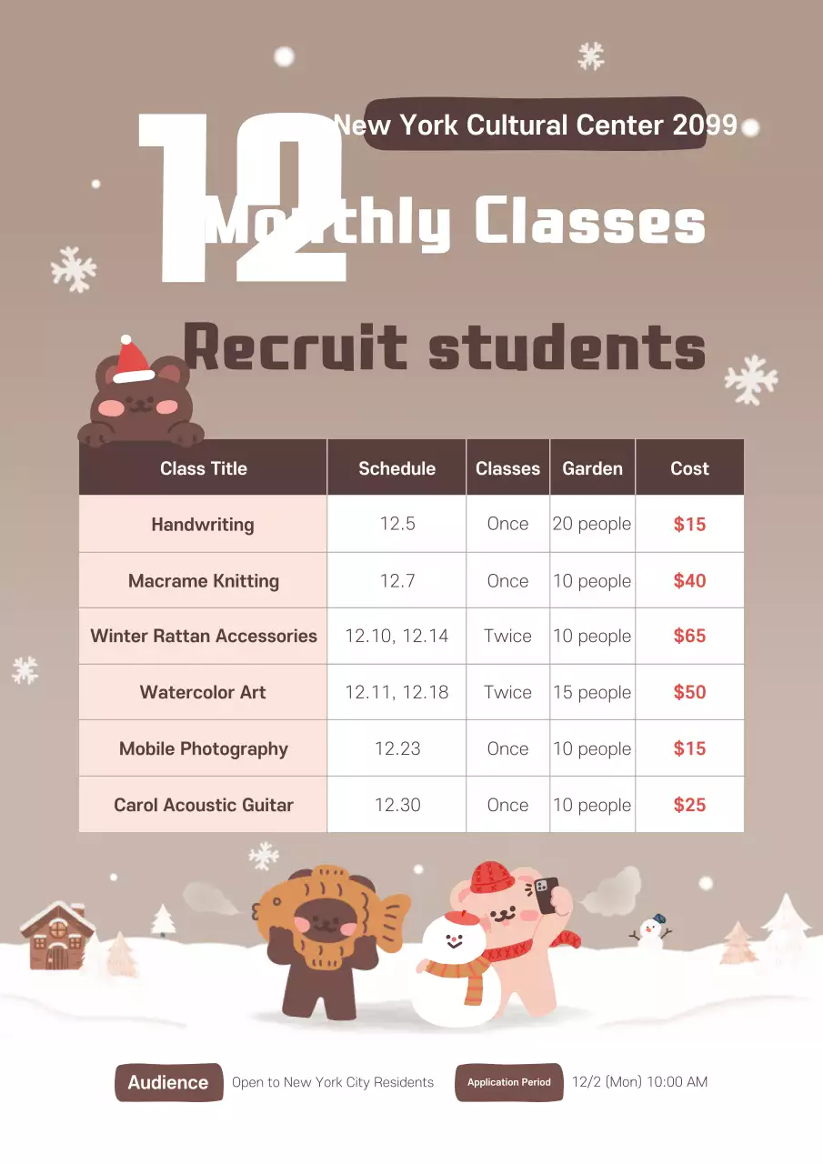 Poster Lịch học lớp Brown Cute