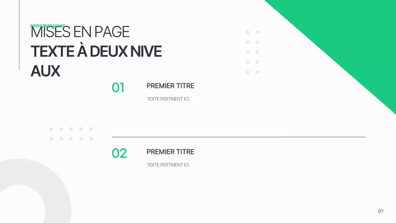 Un plan d'affaires simple en blanc et vert