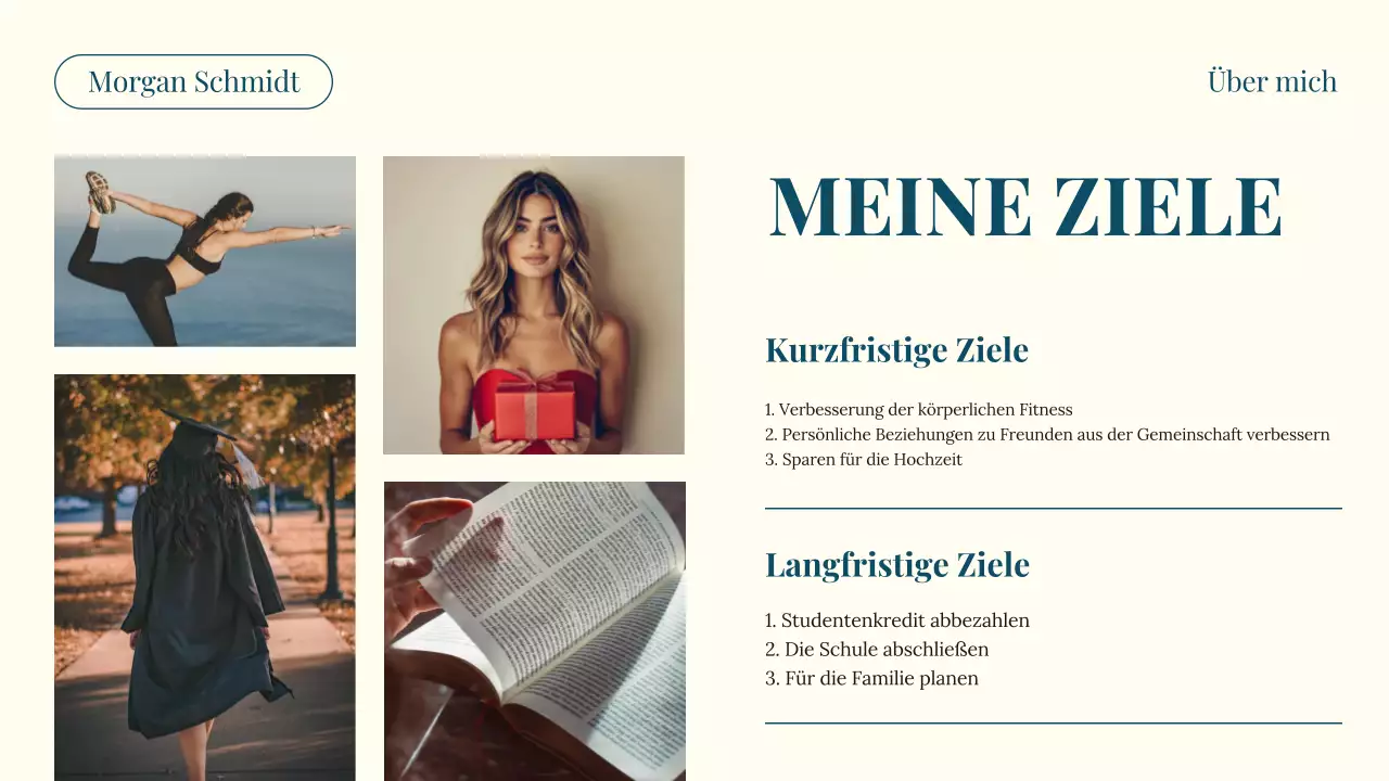 Teal und Beige Modern Über mich Einleitung