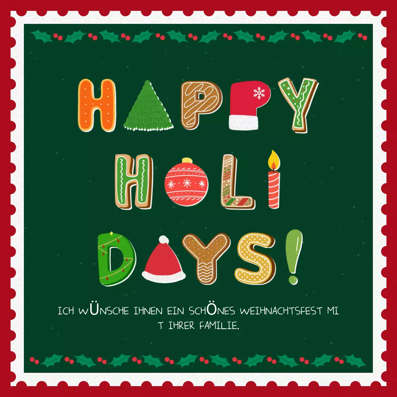 Rote Vintage-Weihnachtspostkarte