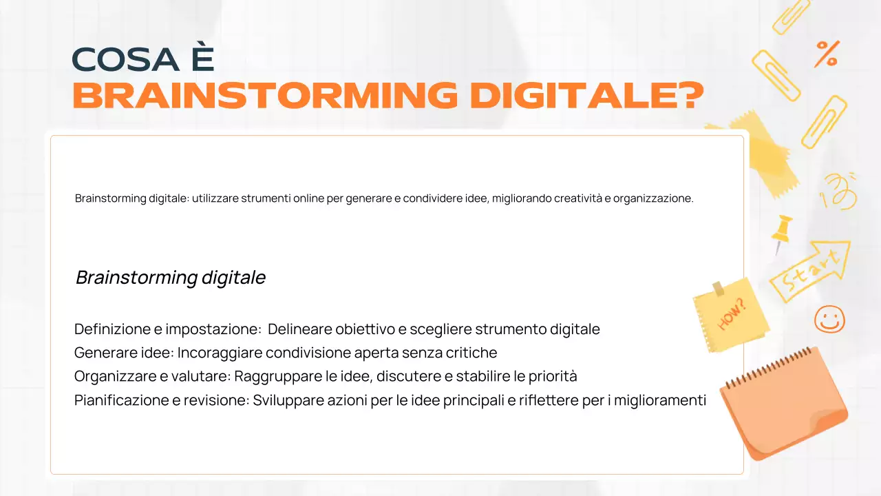 documento di brainstorming moderno arancione