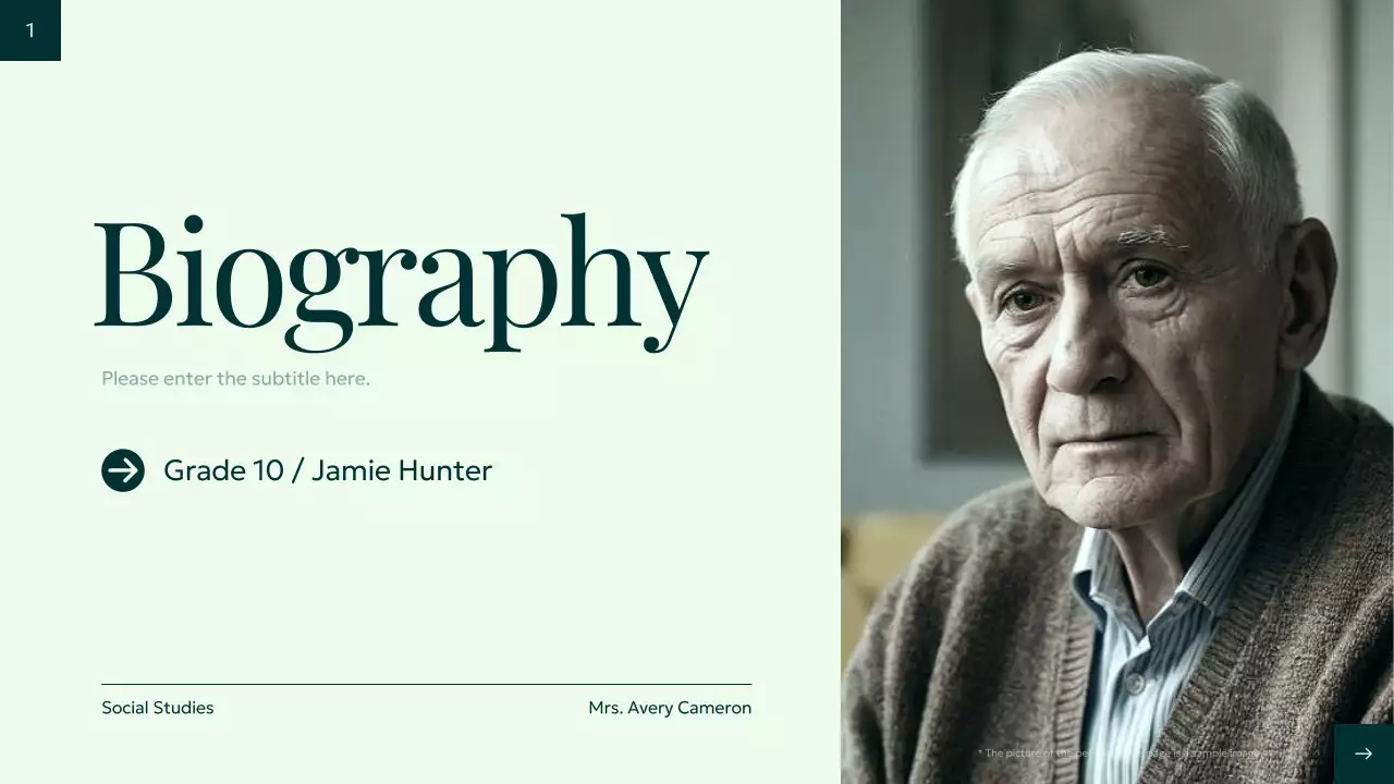 Green Elegant Biography Presentation