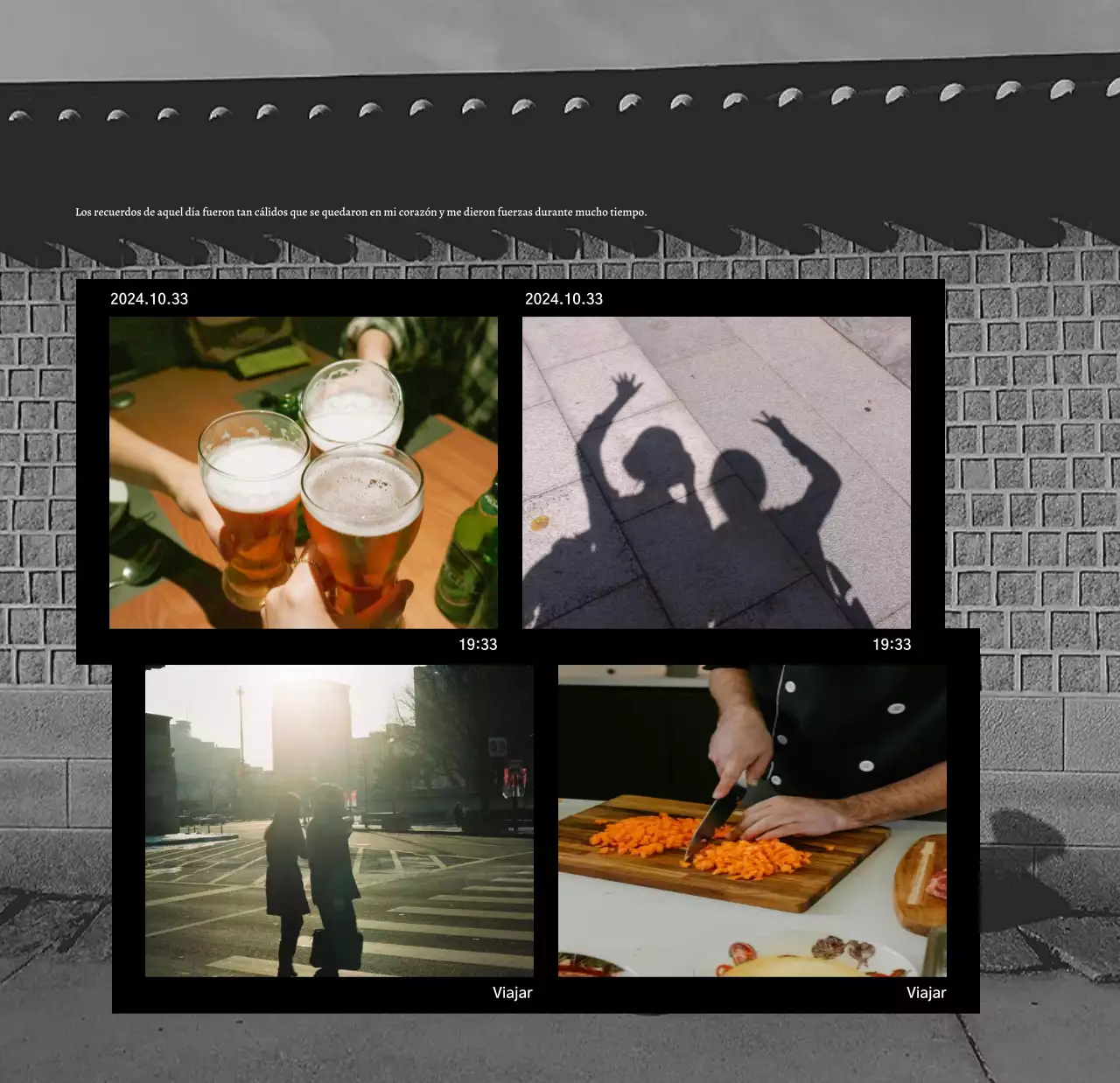 Calendario de fotos de recuerdos vintage con marcos de fotos