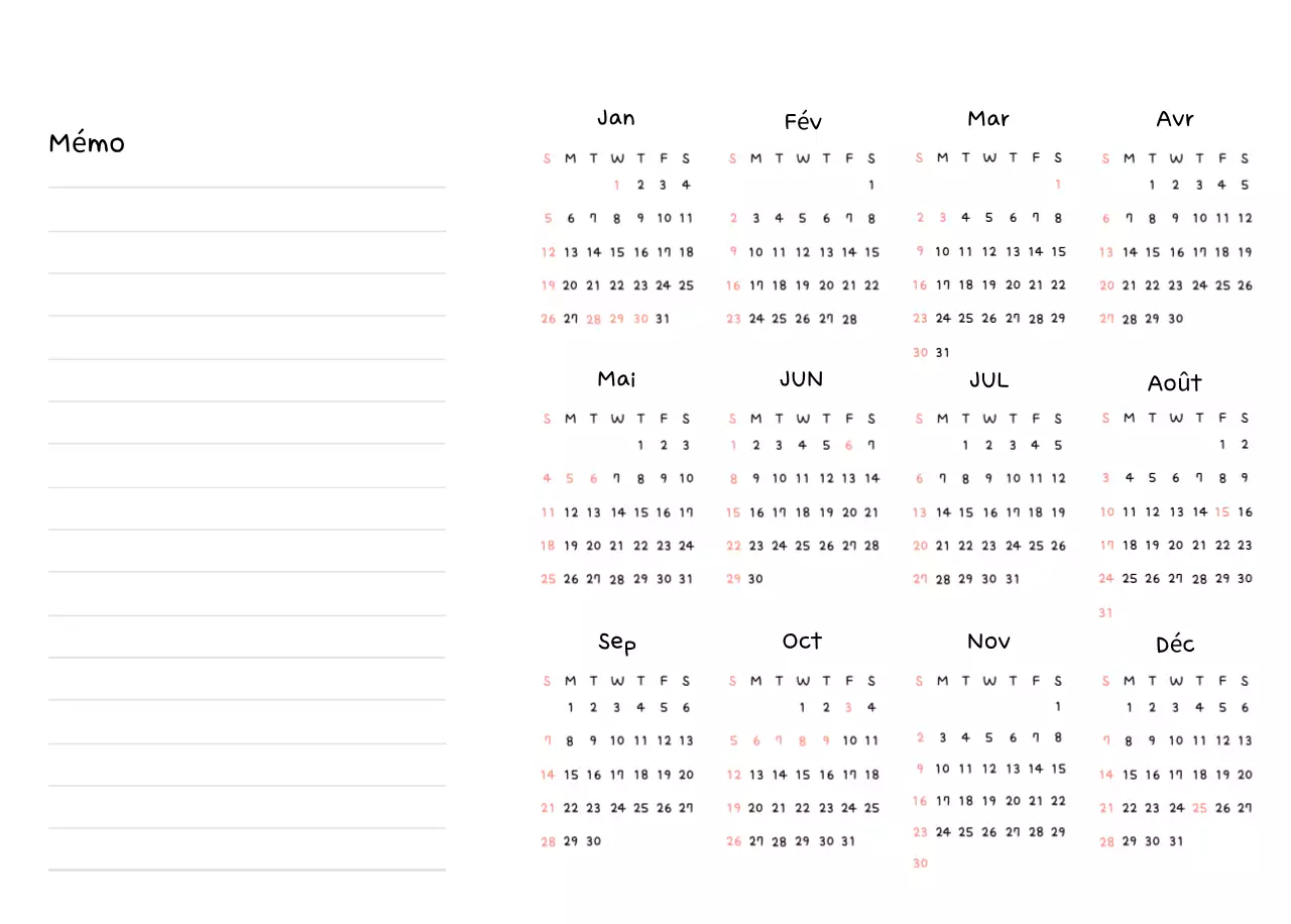 Agenda du Nouvel An blanc et joli