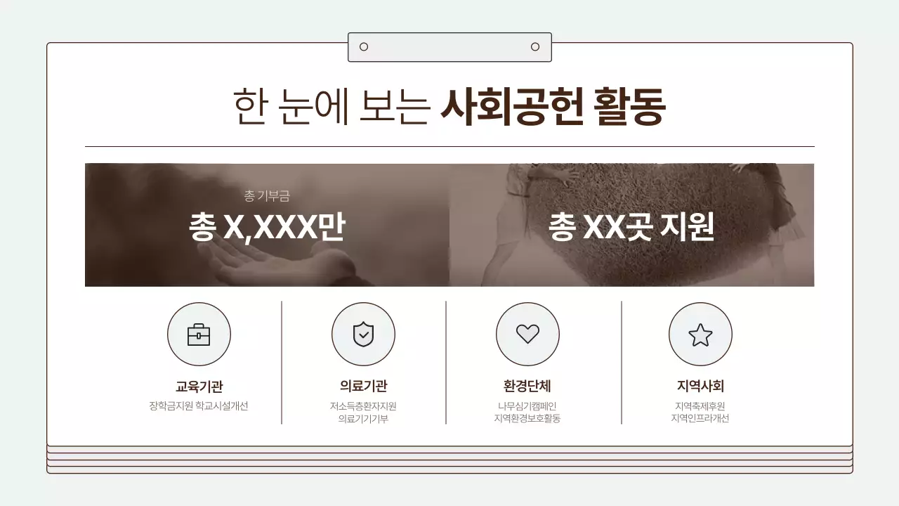 하늘색의 깔끔한 기업 사회공헌 보고서