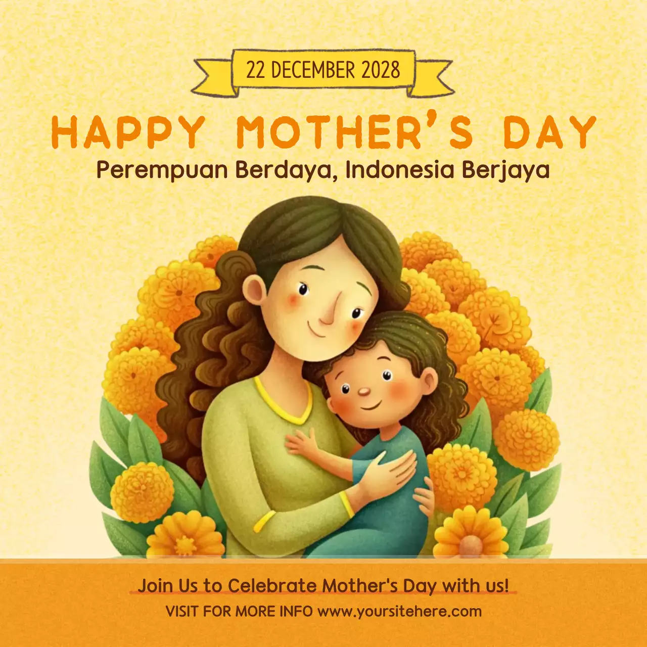 Yellow Vintage Mother's Day Announcement Social Media Post
