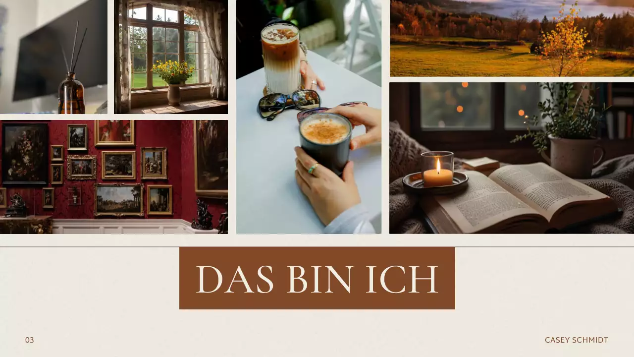 Beige Elegante Über mich Präsentation