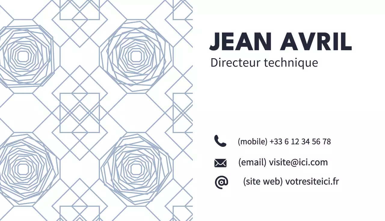 carte de visite géométrique bleue