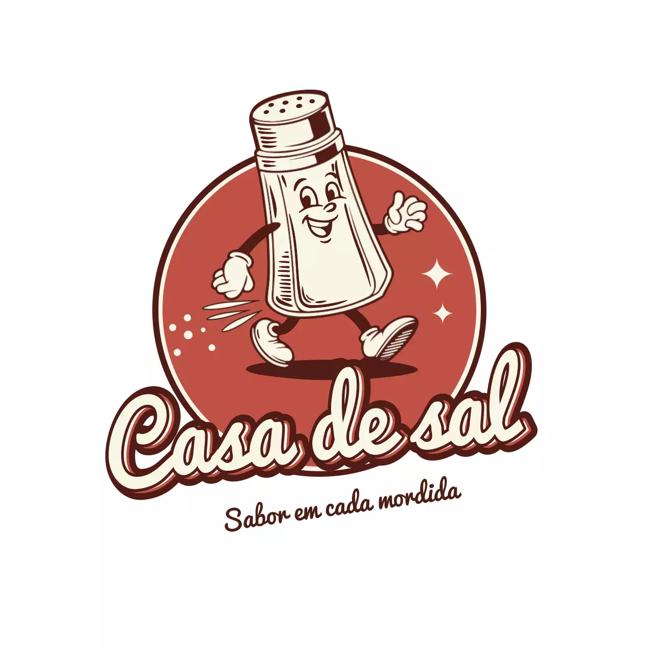 logótipo da mascote de comida retro castanho