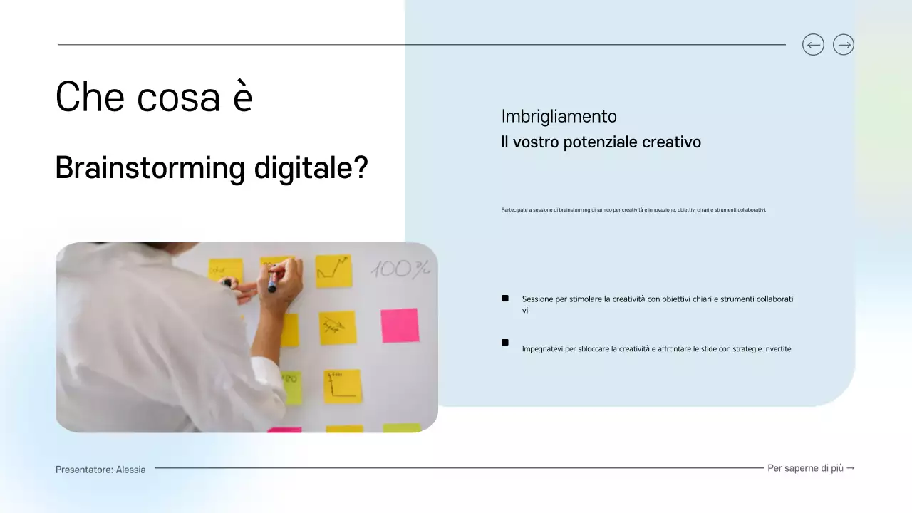 guida al brainstorming digitale pulito blu e verde