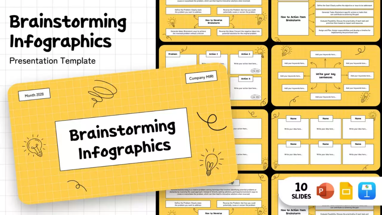 amarelo brainstorming infografia apresentação
