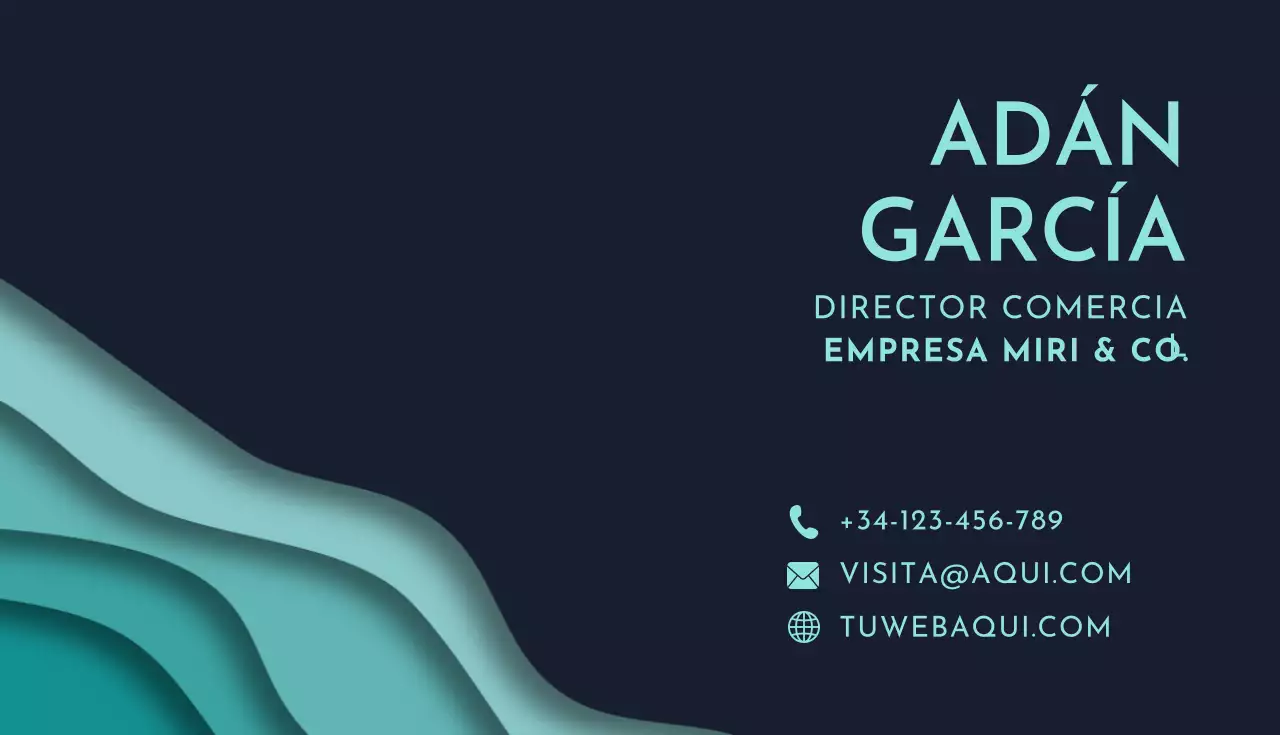 tarjeta de visita moderna verde azulado