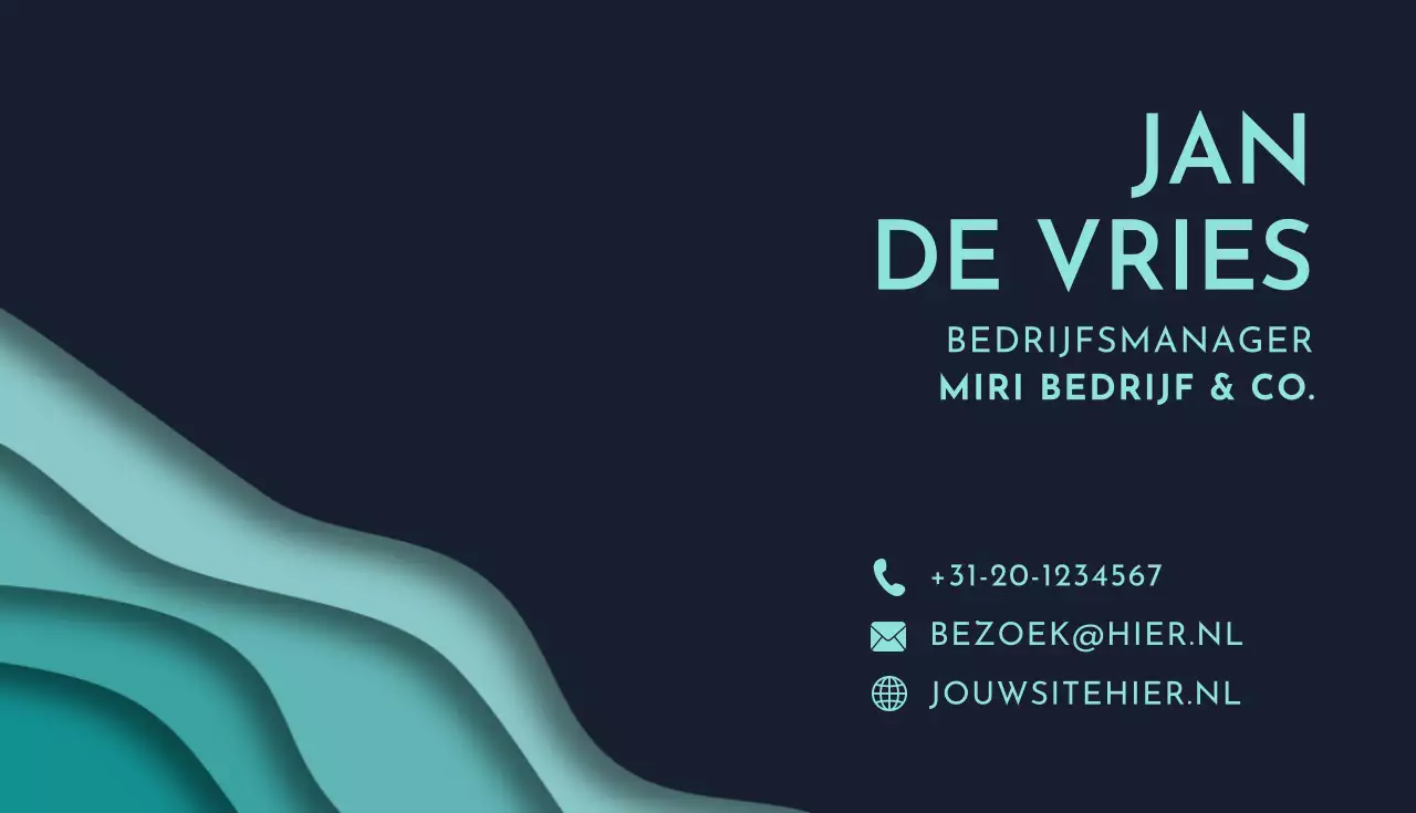 groenblauw modern visitekaartje