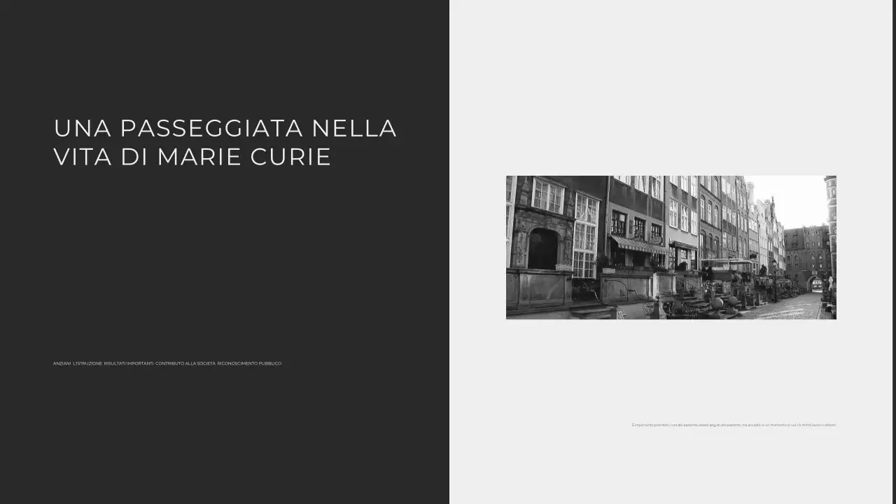 Minimalista moderno che esplora la vita di Marie Curie Presentazione