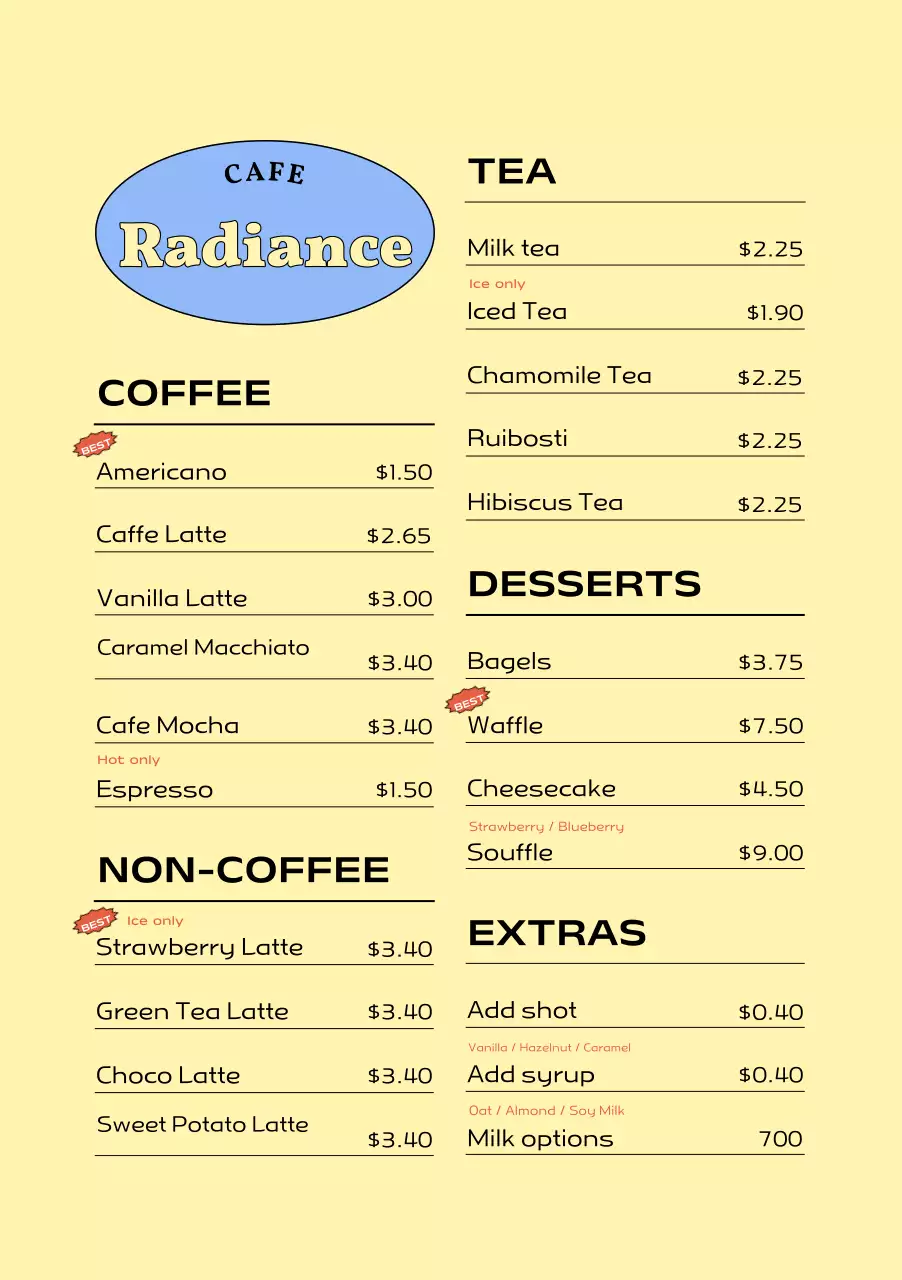 Iklan kopi modern berwarna biru muda