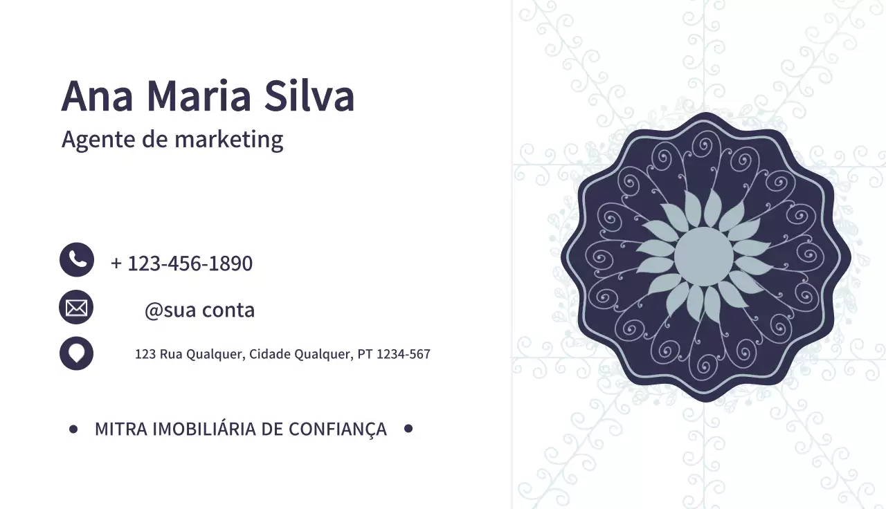 Cartão de visita branco de um agente de marketing