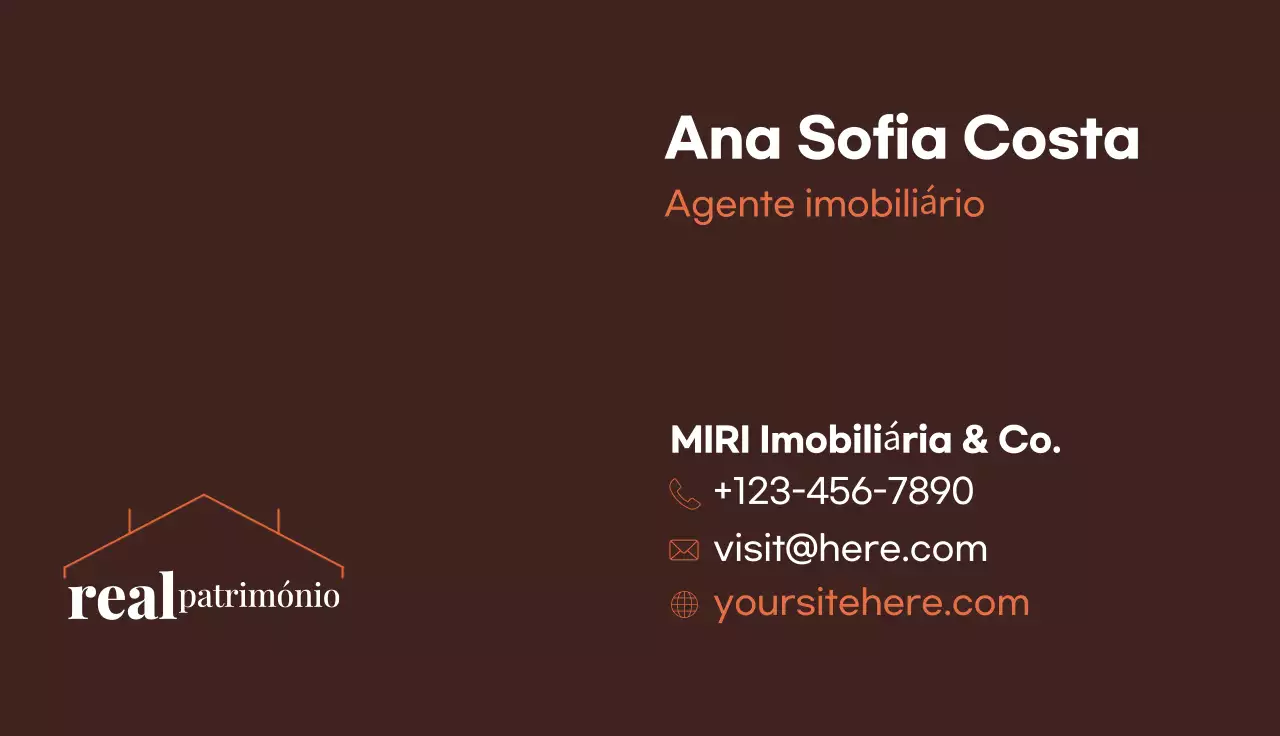 cartão de visita moderno castanho para o sector imobiliário