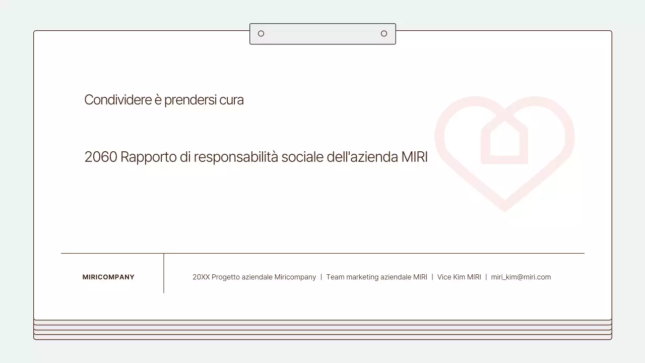 Un rapporto sulla responsabilità sociale d'impresa pulito e di colore azzurro