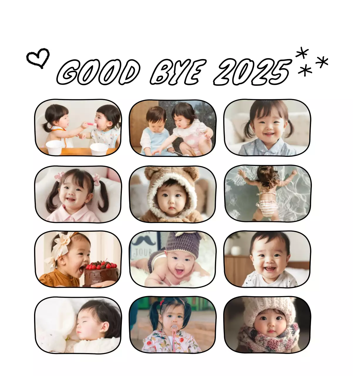 Kalender foto Tahun Baru yang lucu