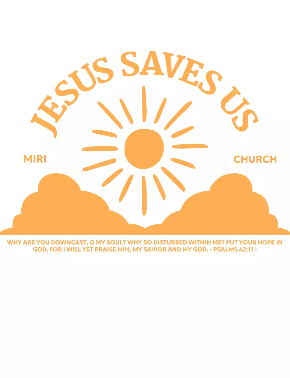 구름 위로 태양이 떠오른 일러스트가 있는 심플 교회 홍보