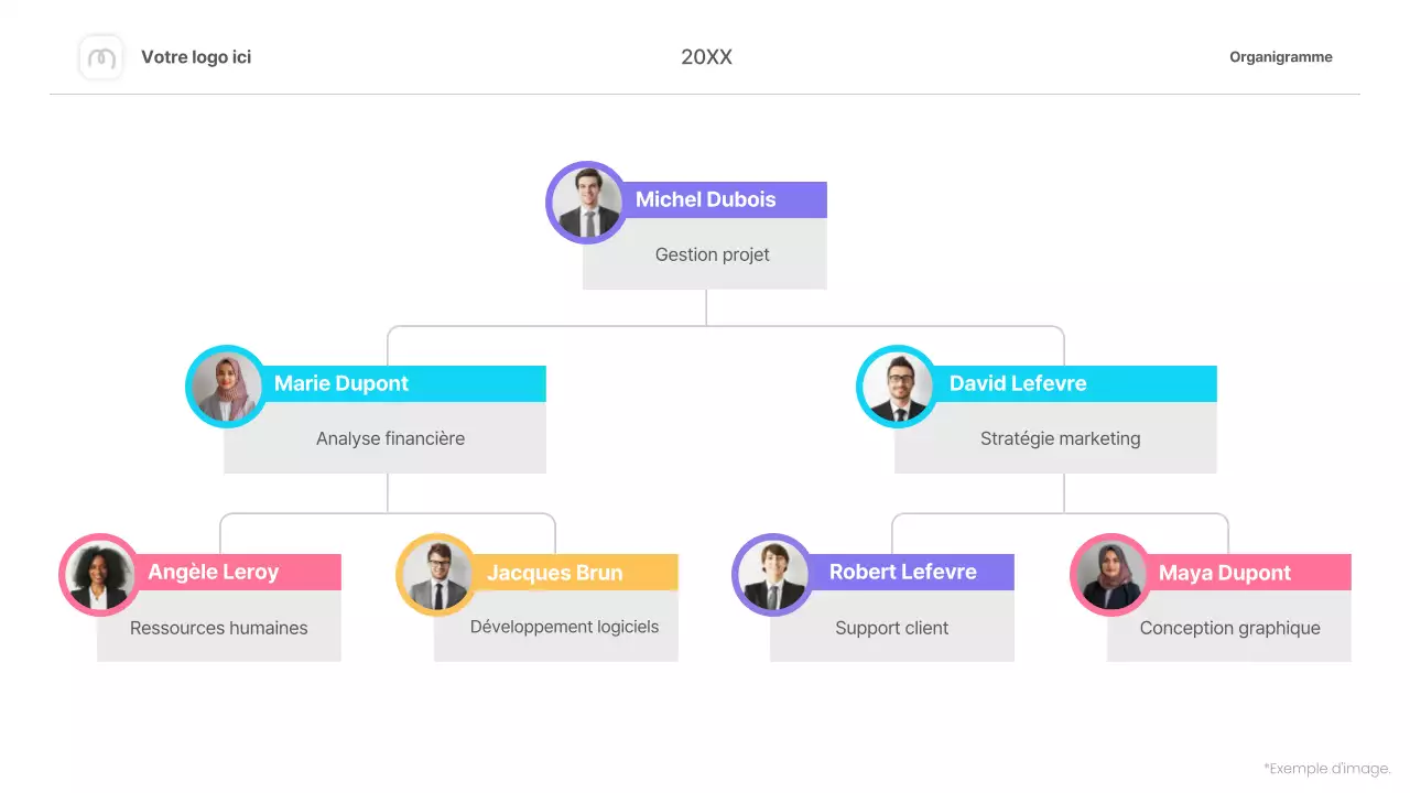 organigramme simple et coloré - infographie