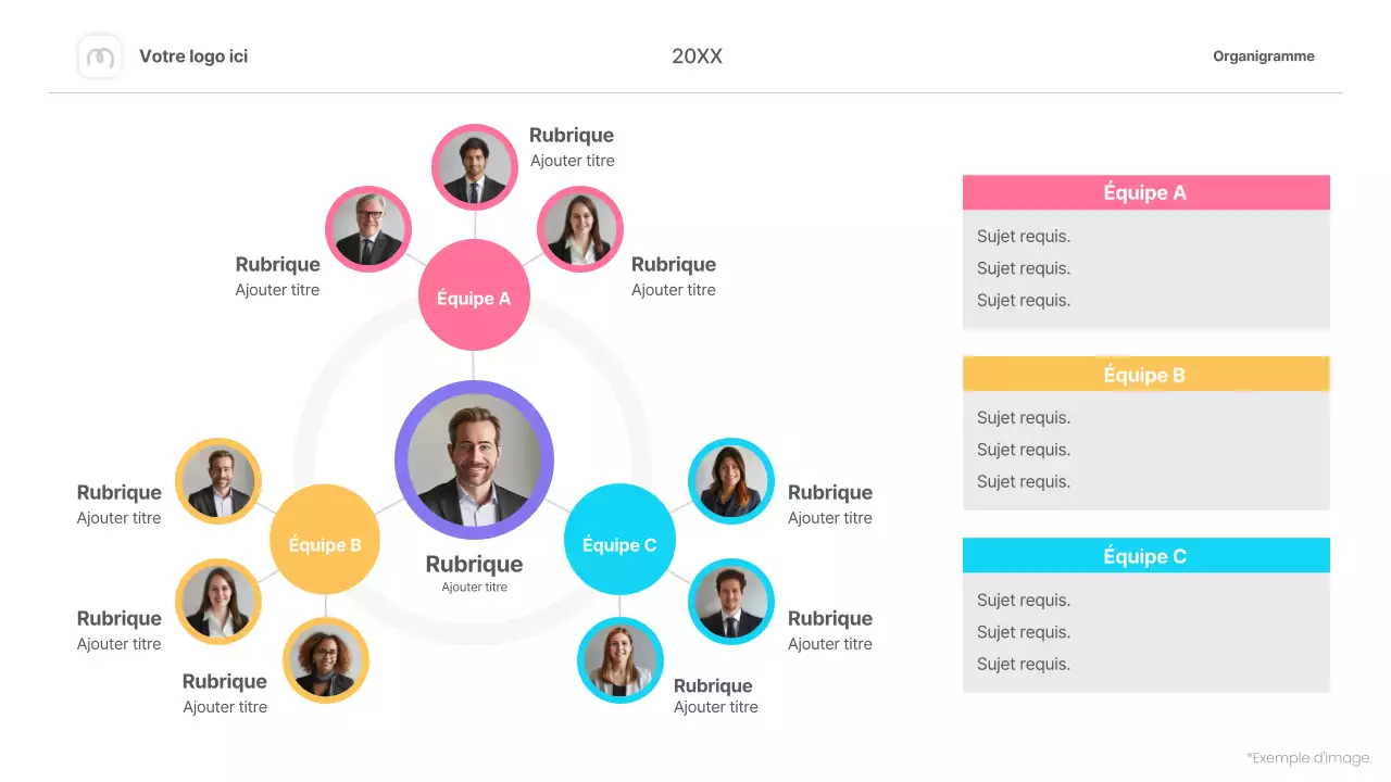 organigramme simple et coloré - infographie