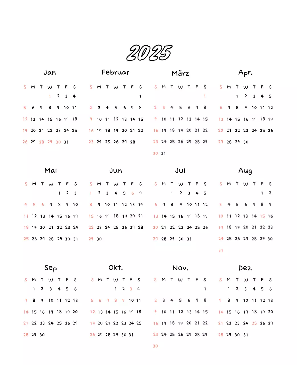 Bezaubernder Neujahrskalender