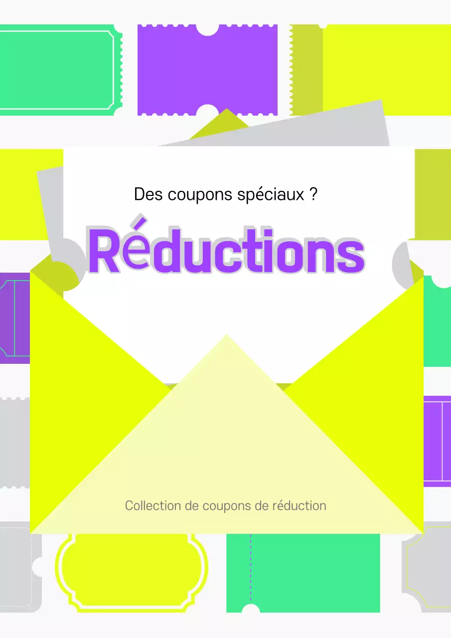 Promouvoir les coupons dans un style jaune et violet.