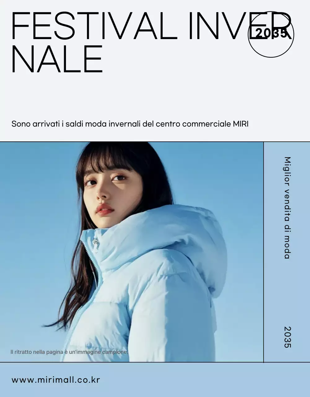 Annuncio di moda moderna di colore azzurro