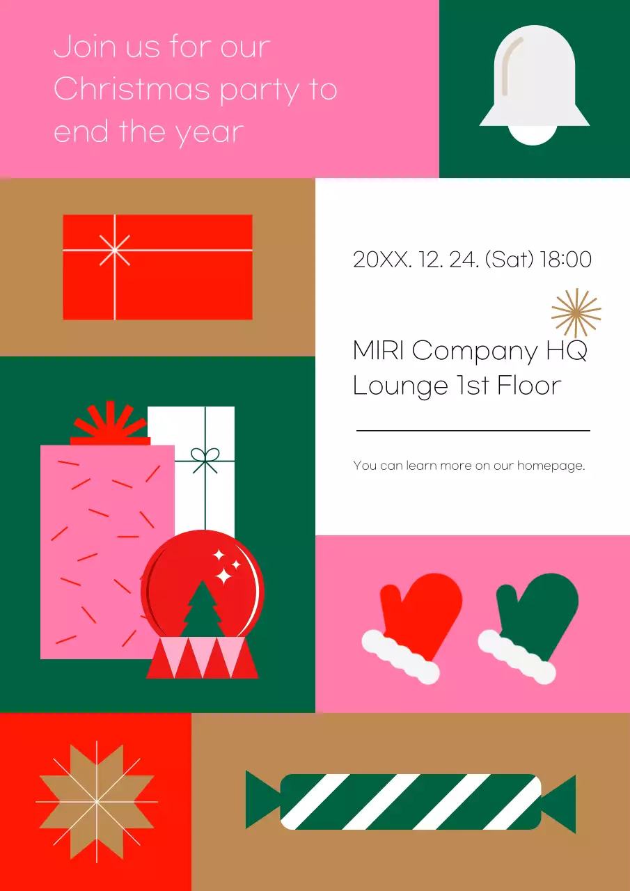 Poster mời Giáng sinh cổ điển màu hồng