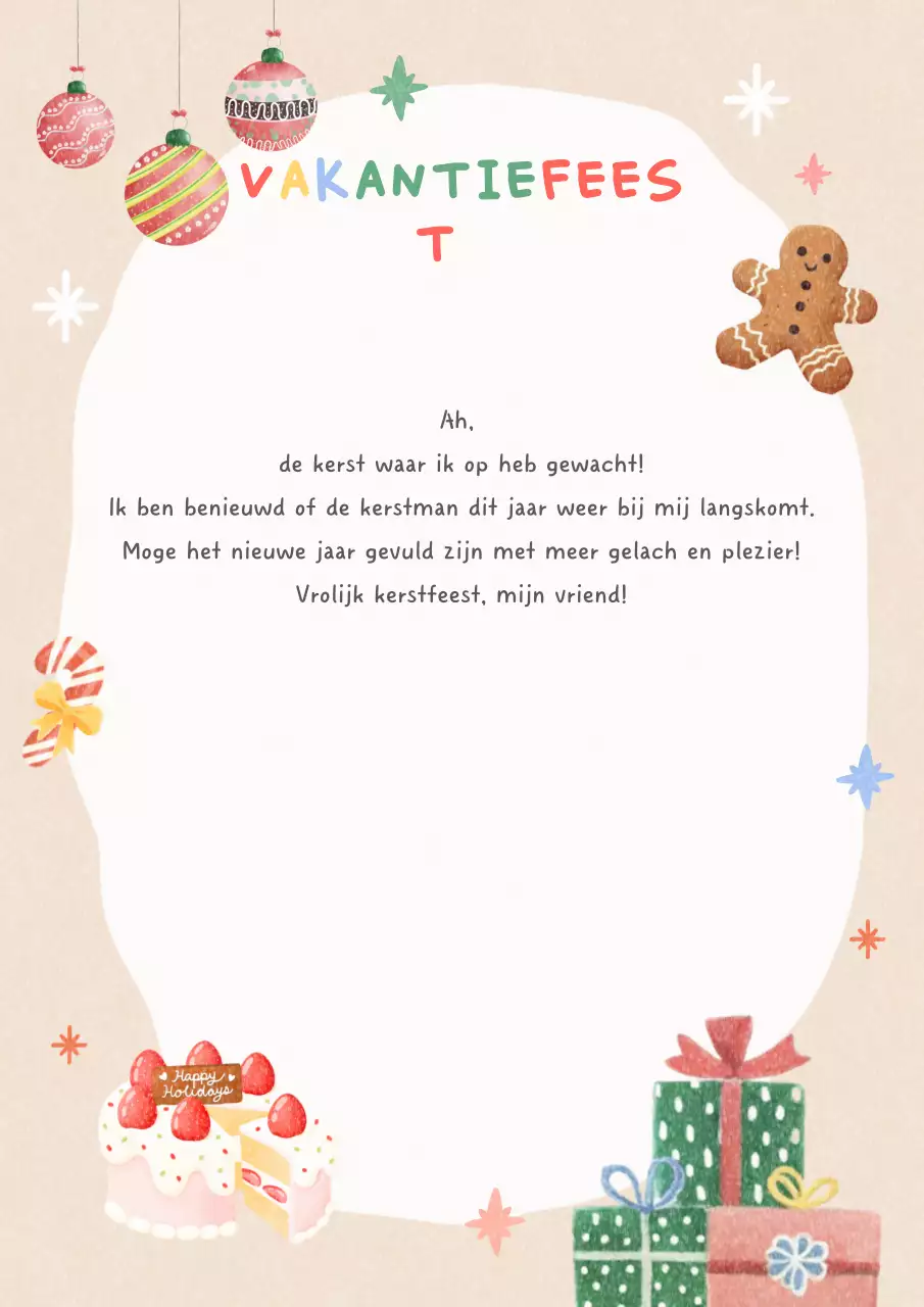 Beige gezellige kerstuitnodiging