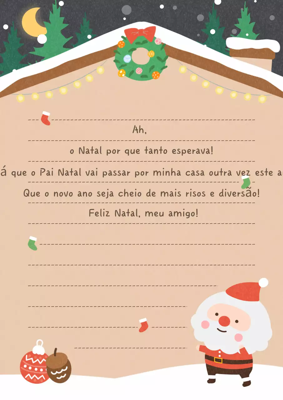 Carta de Natal bege e acolhedora