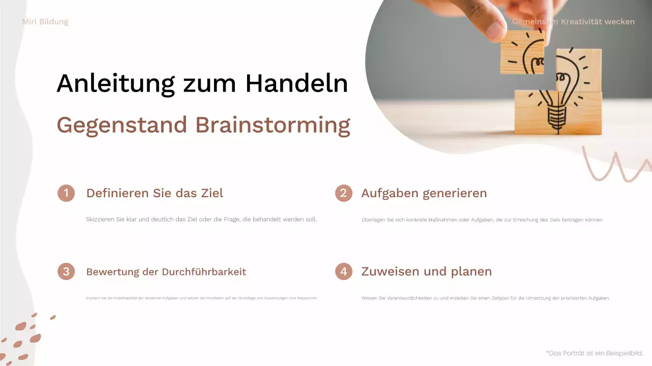 Braunes und rosafarbenes Bio-Brainstorming Layout-Leitfaden