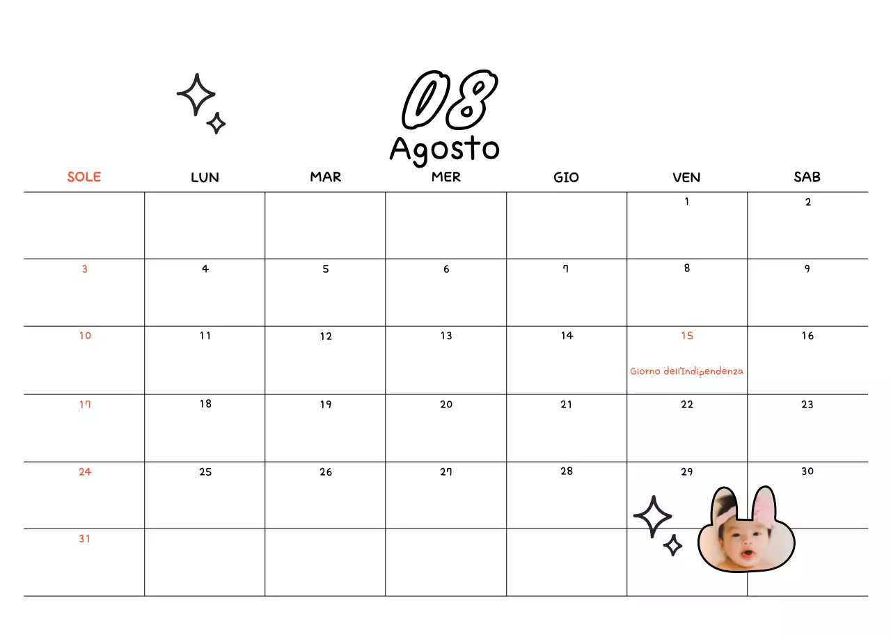 Calendario fotografico di Capodanno