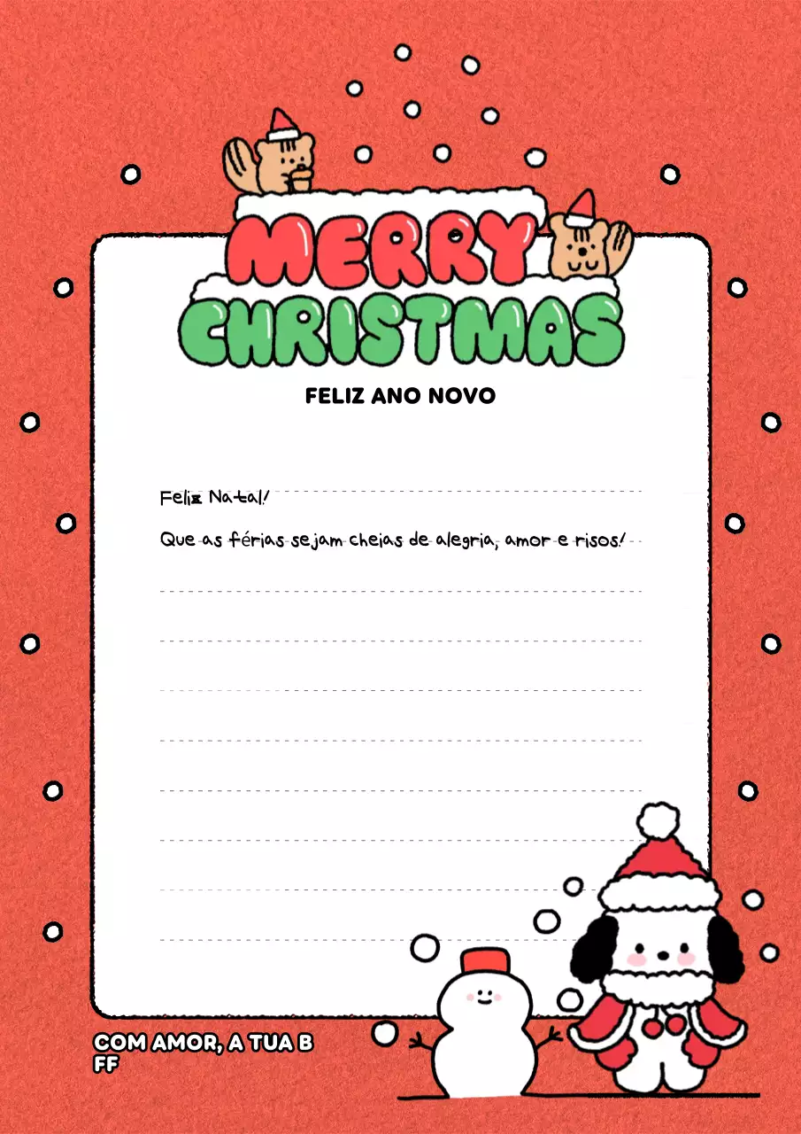 cartão de felicitações de natal com animação vermelha