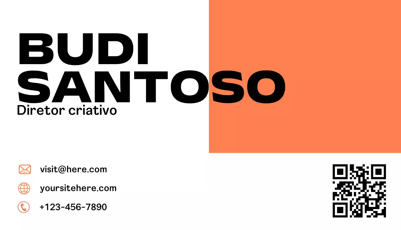 cartão de visita moderno cor de laranja
