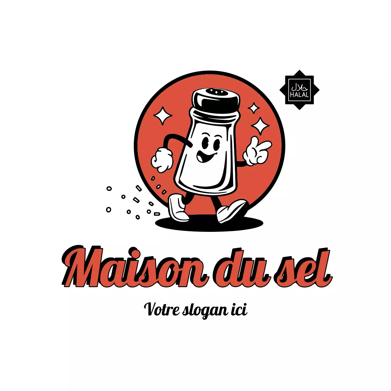 logo rétro rouge de l'alimentation