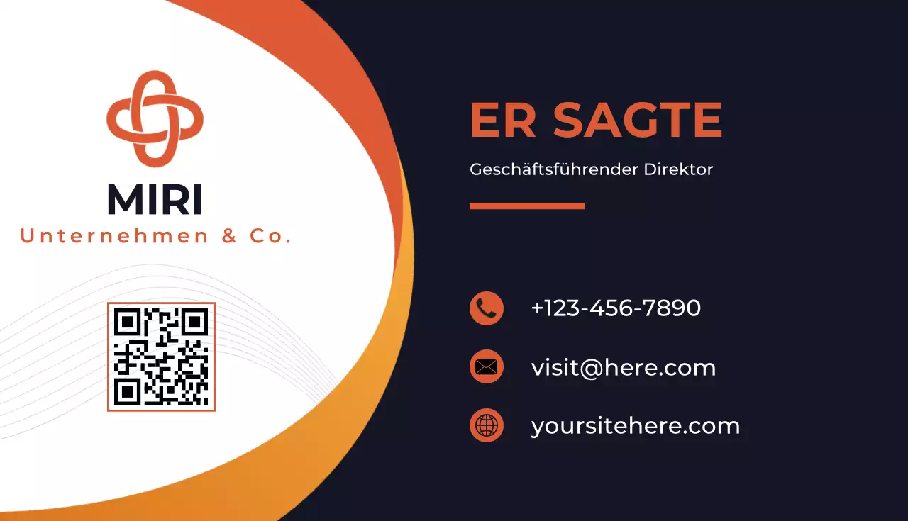 Moderne Visitenkarte in Orange
