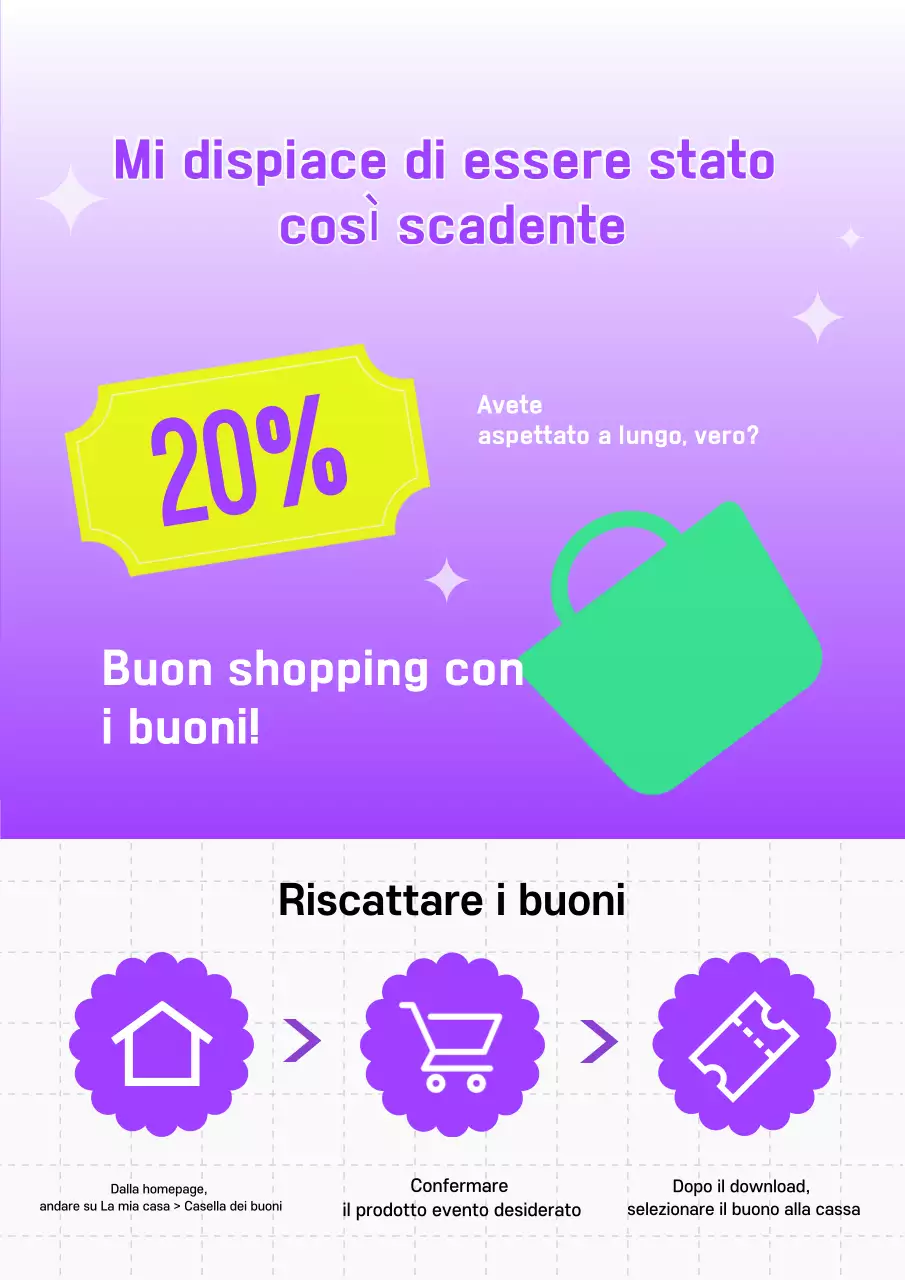 Promuovete i coupon in uno stile giallo e viola