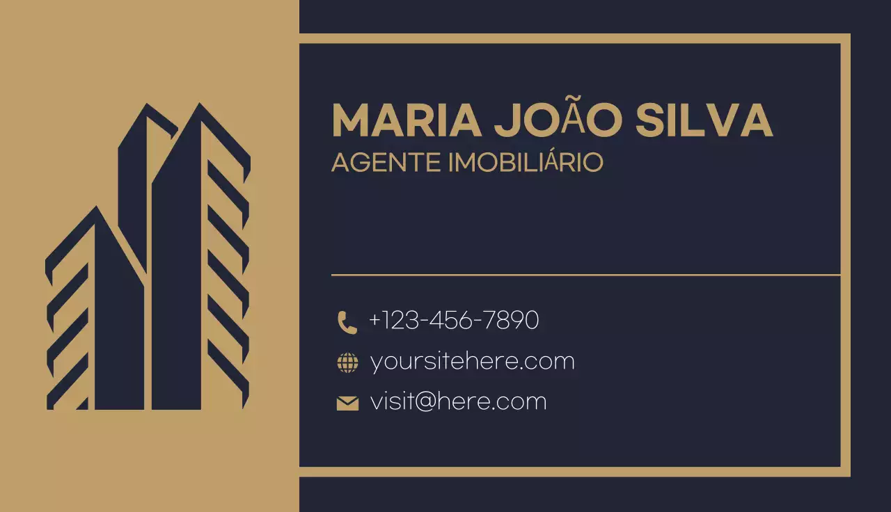 cartão imobiliário moderno dourado