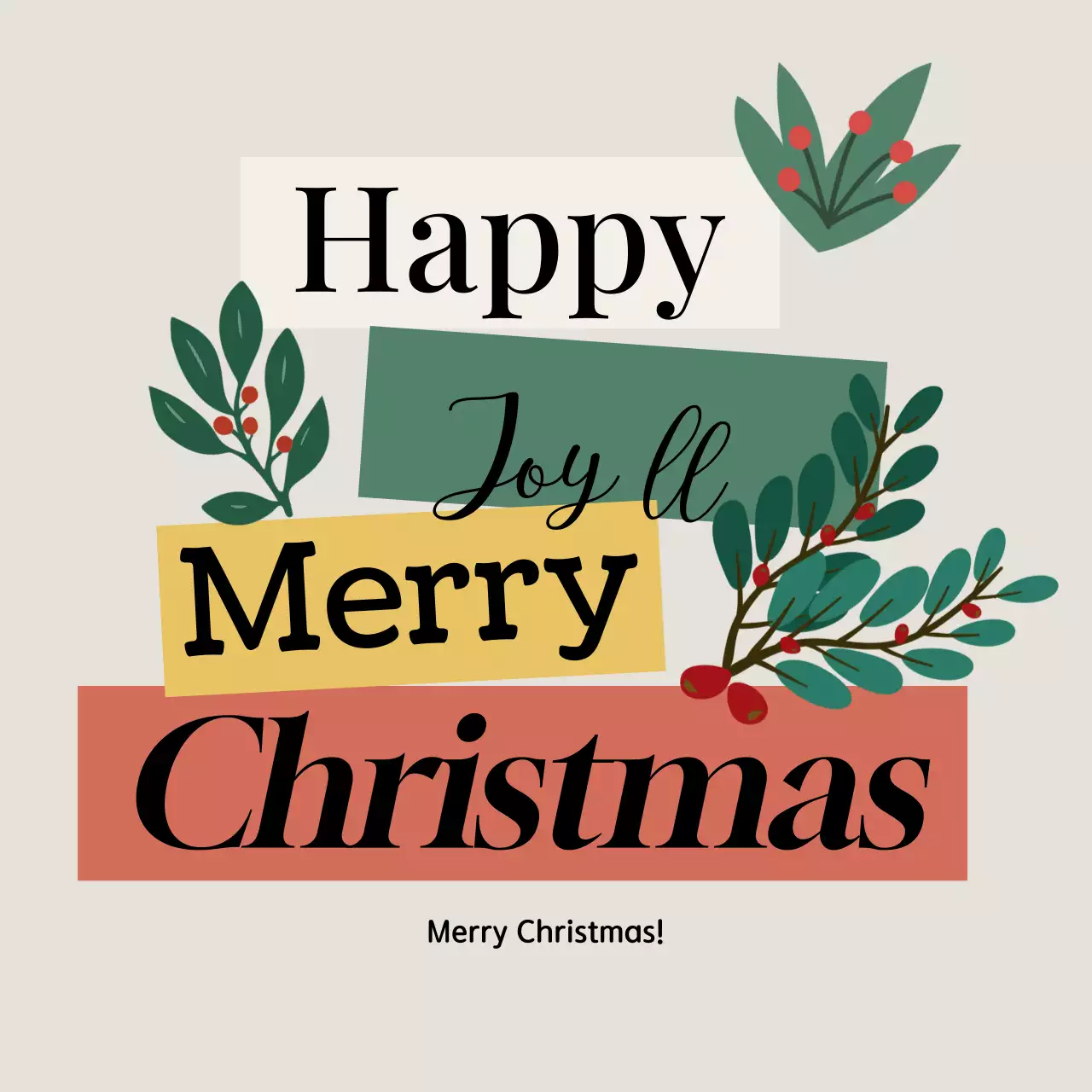 Bài đăng trên mạng xã hội thiệp chúc mừng giáng sinh cổ điển màu xanh lá cây