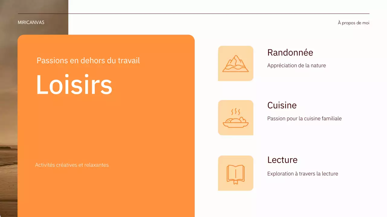 orange moderne moderne pitch d'auto-introduction