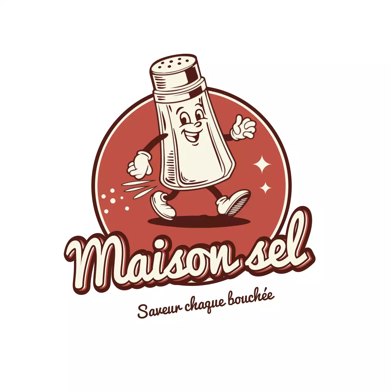 logo rétro marron de la mascotte de l'alimentation