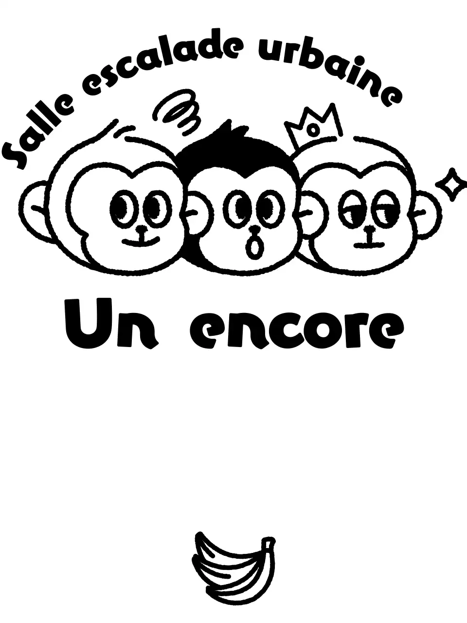 Logo sportif simple avec illustration de trois singes mignons