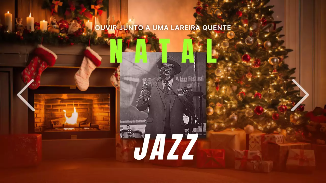 Lista de reprodução de Natal vintage em verde e vermelho