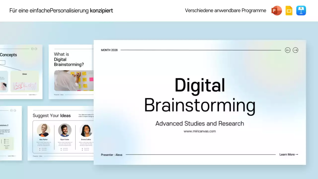 blue and green clean digital brainstorming guide