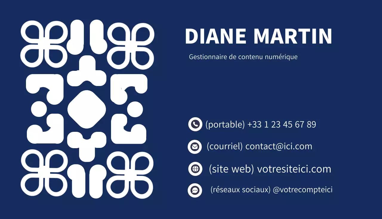 carte de visite personnelle gestionnaire de contenu numérique